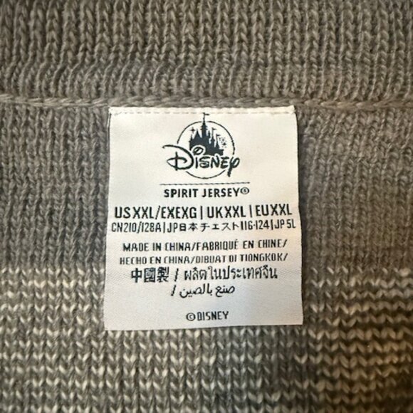 Rare Disney Parks Walt Disney World Knit Spirit Jersey Zip Sweater XXL Gray Red - Picture 7 of 9